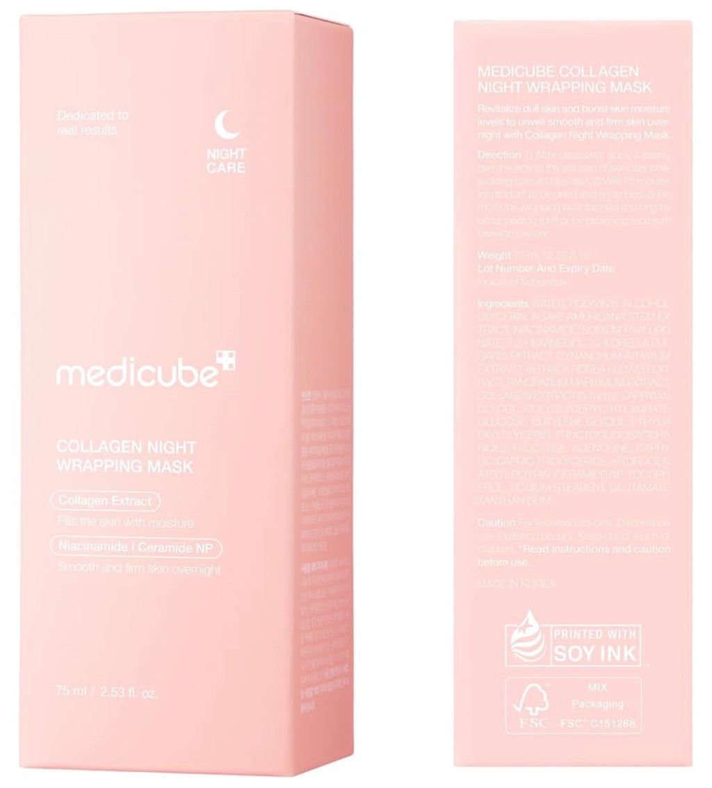 medicube Wrapping Mask Collagen Overnight Peel Off Facial Mask | Elasticity & Hydration Care, Reduces Sagging & Dullness | Hydrolyzed Collagen For Glowing Skin | Korean Skin Care, 2.53 fl.oz