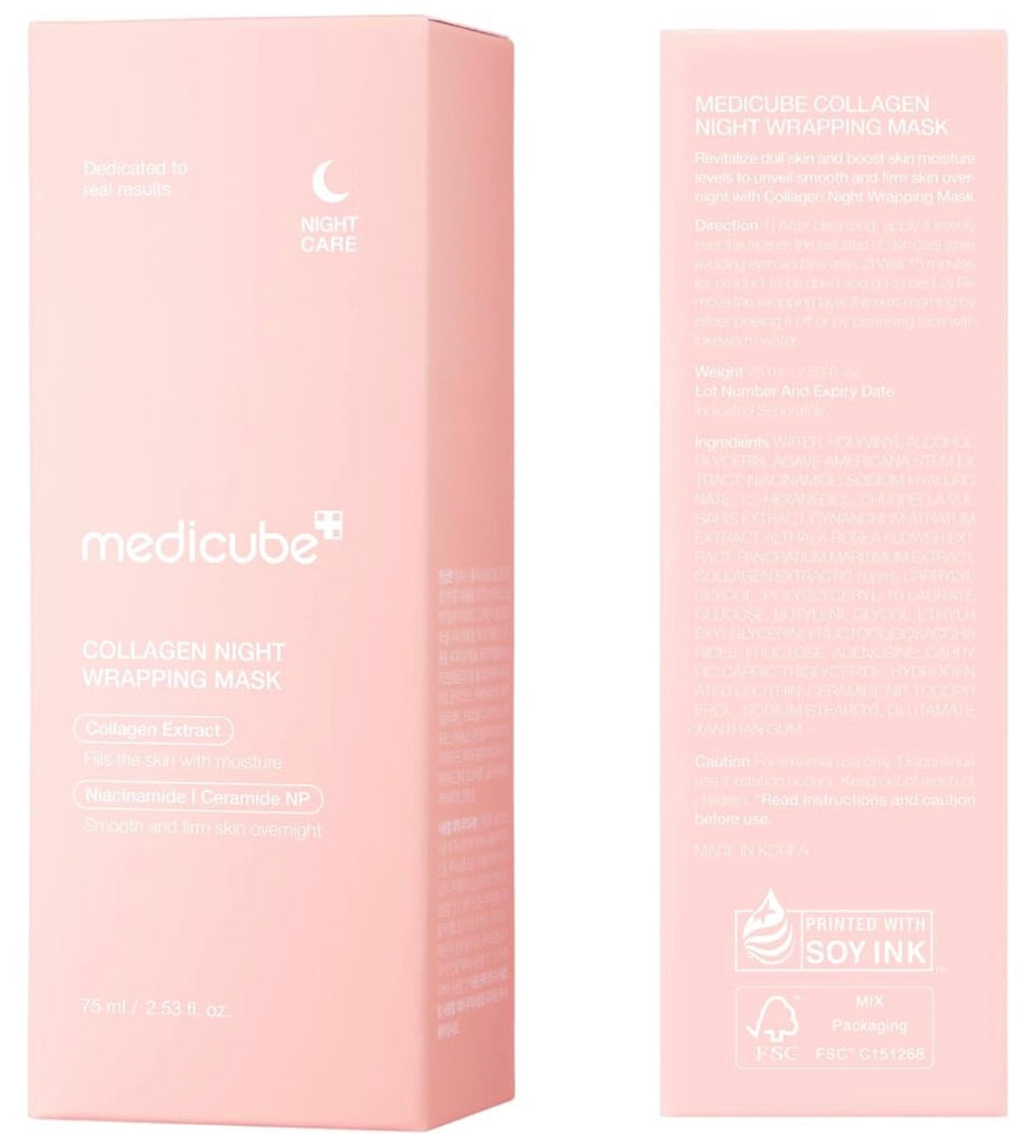 medicube Wrapping Mask Collagen Overnight Peel Off Facial Mask | Elasticity & Hydration Care, Reduces Sagging & Dullness | Hydrolyzed Collagen For Glowing Skin | Korean Skin Care, 2.53 fl.oz