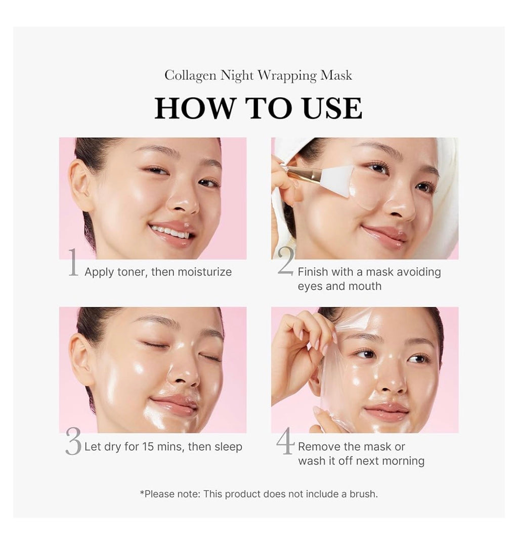 medicube Wrapping Mask Collagen Overnight Peel Off Facial Mask | Elasticity & Hydration Care, Reduces Sagging & Dullness | Hydrolyzed Collagen For Glowing Skin | Korean Skin Care, 2.53 fl.oz
