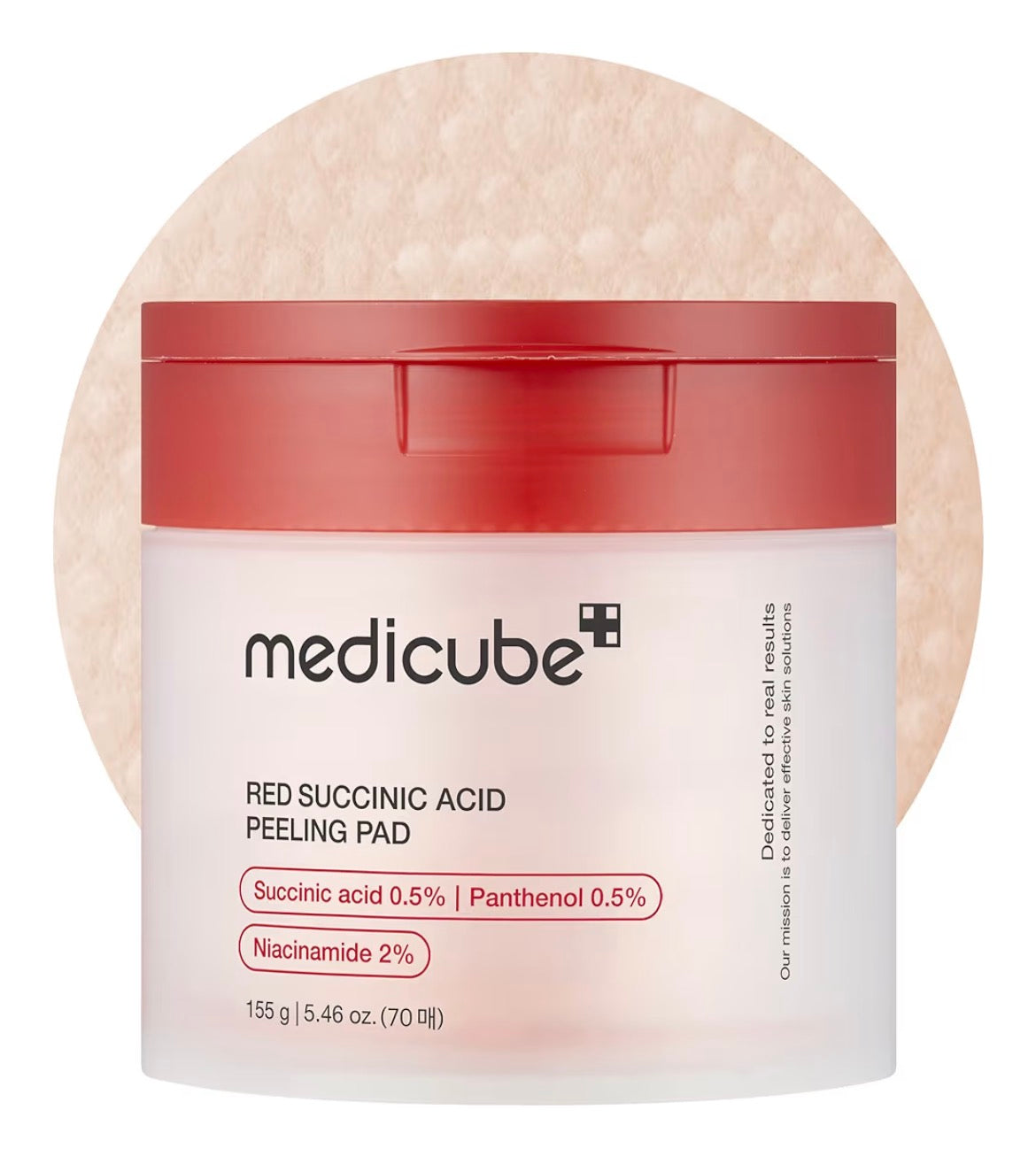 medicube Red Succinic Acid Panthenol Facial Peeling Pads - Exfoliating Toner Pads for Breakout-Prone Skin with Niacinamide, AHA, BHA, and Soothing Panthenol - Non-Comedogenic