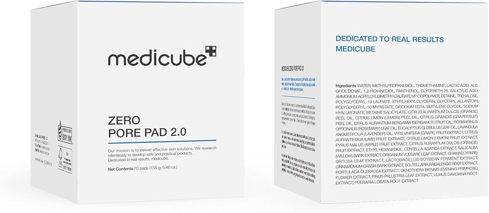medicube Toner Pads Zero Pore Pad 2.0 | Dual-Textured Facial Pad for Exfoliation and Pore Care with 4.5% AHA Lactic Acid, 0.45% BHA Salicylic Acid | Ideal for All, Korean Skin Care, 70 Pads (1 Pack)
